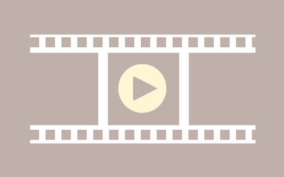 Film, video icon with film strip and player sign vector