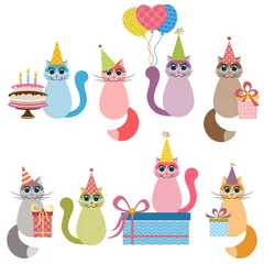 Fotobehang Cats on Birthday party © ann_precious