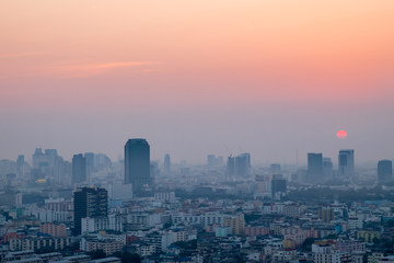 Sunset over the city bangkok thailand