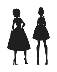Concept of modern fashion girls silhouette and beautiful style girls. 