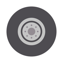 Car wheel cartoon flat vector illustration on white background.
