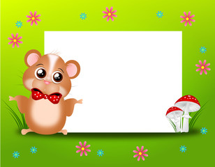Cute hamster with blank board