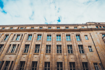 Obraz premium Low Rise Urban Building with Brown Stone Facade