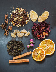 Assorted teas with different spices