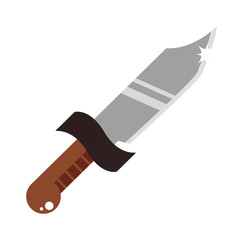 Short knife creative illustration and cartoon steel weapon flat vector illustration. 