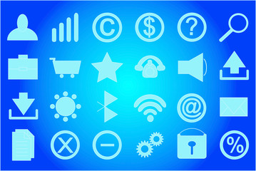 Table with set of icons