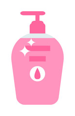 Plastic Bottle with liquid soap flat vector illustration on white background. 