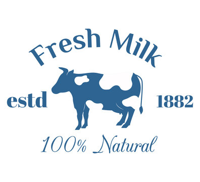 Milk cow logo badge vector template, some nature drinks label with sample text