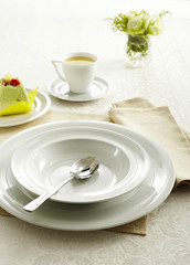 Ceramic tableware on the table