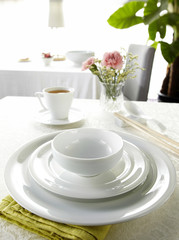 Ceramic tableware on the table