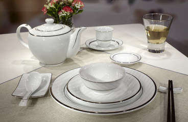 Ceramic tableware on the table