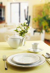 Ceramic tableware on the table