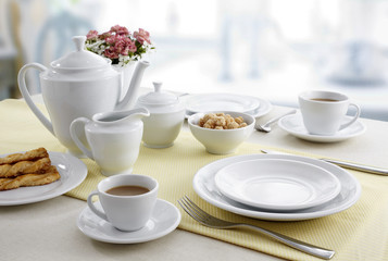 Fototapeta na wymiar Ceramic tableware on the table
