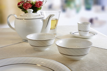 Ceramic tableware on the table