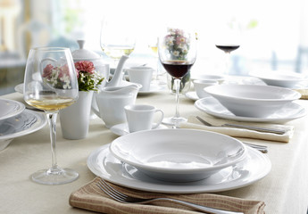 Ceramic tableware on the table