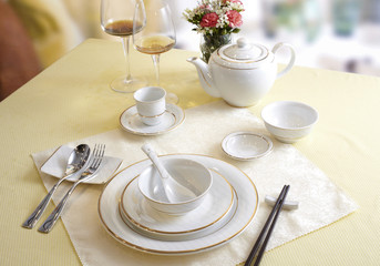 Ceramic tableware on the table