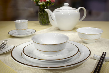 Fototapeta premium Ceramic tableware on the table