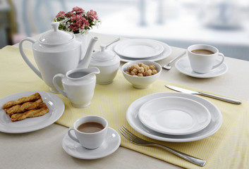 Ceramic tableware on the table