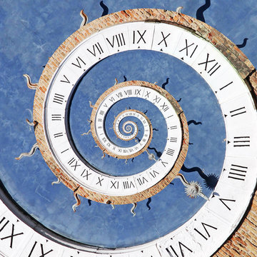 Droste effect of clock on the church tower