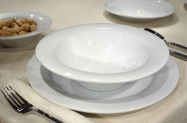 Ceramic tableware on the table