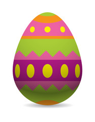 Color easter egg cartoon spring decoration and food symbol flat vector illustration. 