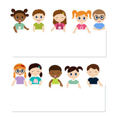 Children and banner