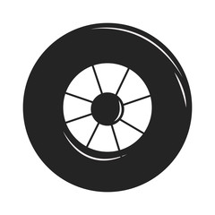 Fototapeta premium Car wheel cartoon flat vector illustration on white background.