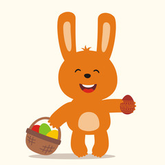 easter bunny with basket easter eggs, happy easter card