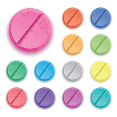 vector set of colorful drug pills