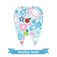 Dental care symbols in the shape of tooth.