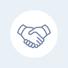 Obraz premium handshake line icon, cooperation, partnership, deal, handshake icon isolated on white, vector illustration