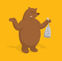 Upset bear holding a trap