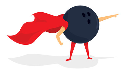 Bowling ball super hero with cape © CurvaBezier