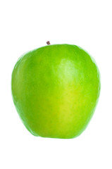 Ripe green apple on white background