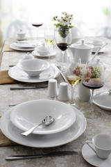 Ceramic tableware on the table