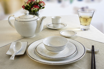 Ceramic tableware on the table