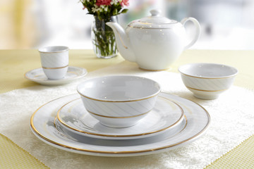 Ceramic tableware on the table