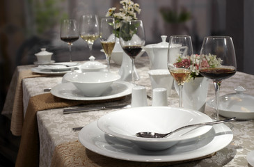 Ceramic tableware on the table