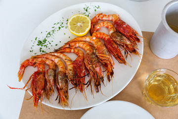 Big plate of fried shrimp