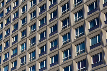 building exterior , residential building facade, window pattern