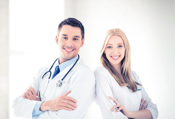 Fototapeta premium two young attractive doctors