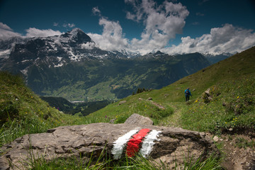 Hiking trail in the area of Grindelwald, Switzerland