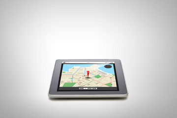 tablet pc with gps navigator map on screen