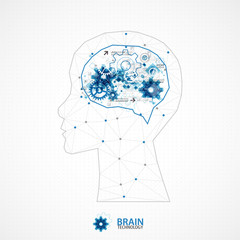 Creative brain concept background with triangular grid.