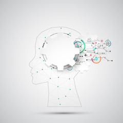 Creative brain concept background with triangular grid.