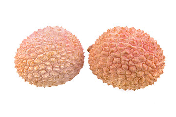 Fresh lychees on white background