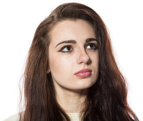 Fototapeta premium Portrait of young beautiful model with freckles.