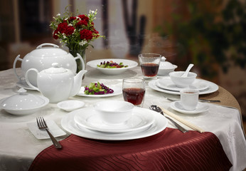 Ceramic tableware on the table