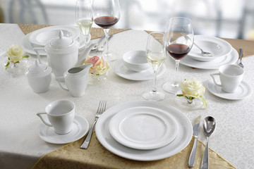 Ceramic tableware on the table