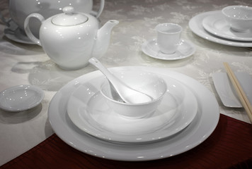 Ceramic tableware on the table